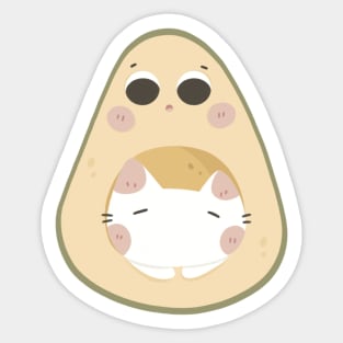 Cat and avocado Sticker